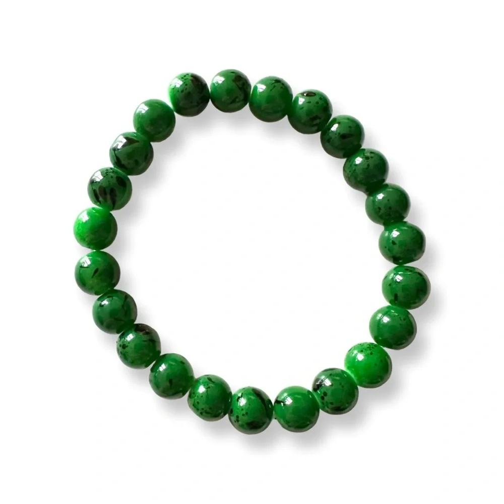 ⭐️ 5 for $25 Glass Crystal Green Beaded Stretch Bracelet Stackable Jewelry
